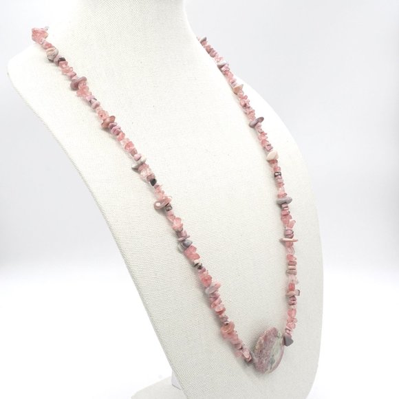 Necklace with Mother of Pearls, Rhodochrosite, Strawberry Quartz, and Jasper. - Picture 4 of 6